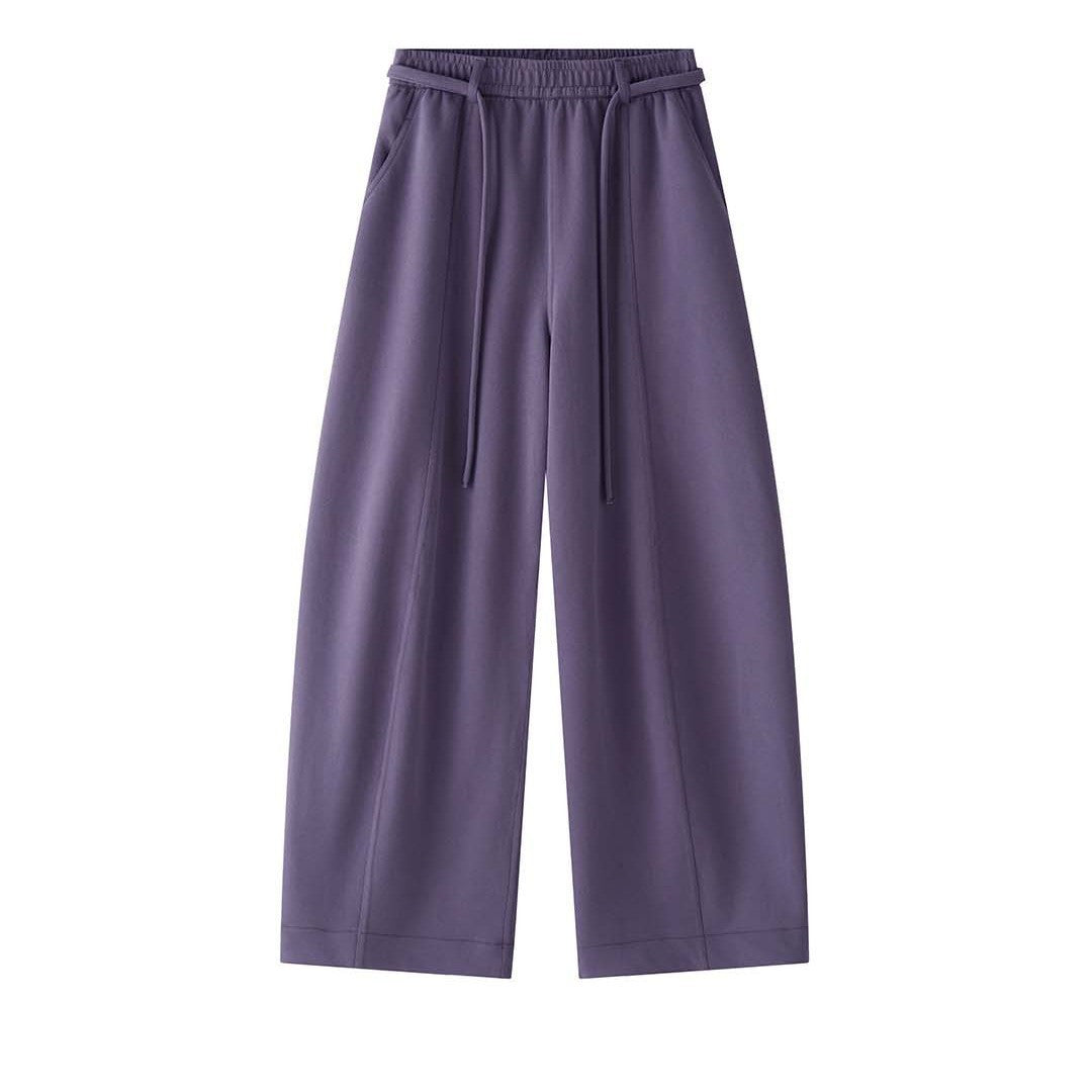 Women's wide High-Waist lounge pants made of sweat fabric with drawstring Chichicherry