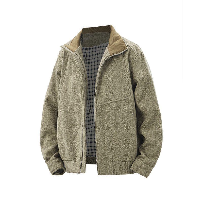 Men's short-cut fleece jacket with cord collar and quilted lining Chichicherry