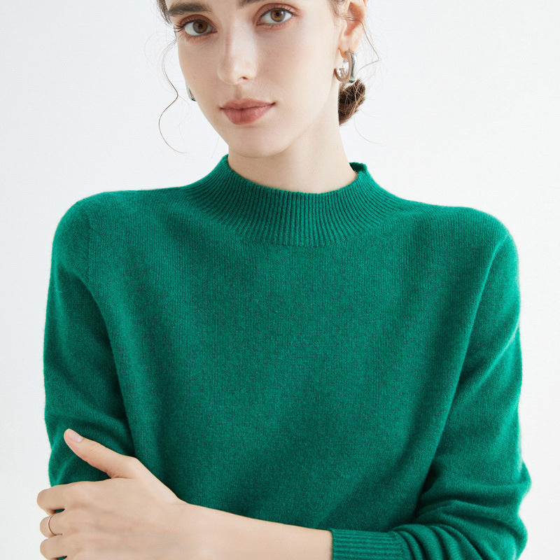 Ladies short mock neck pullover made of cashmere look with a light fuzzy appearance Chichicherry
