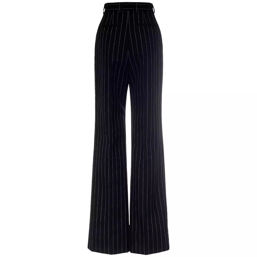 Ladies high-waisted wide pinstriped pants in tailoring style Chichicherry