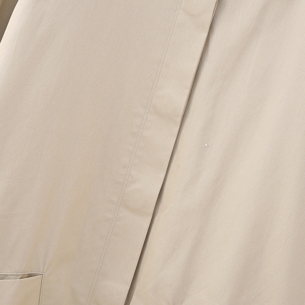 Women Lightweight Oversized Transitional Jacket with Shirt Collar and Elastic Hem Chichicherry