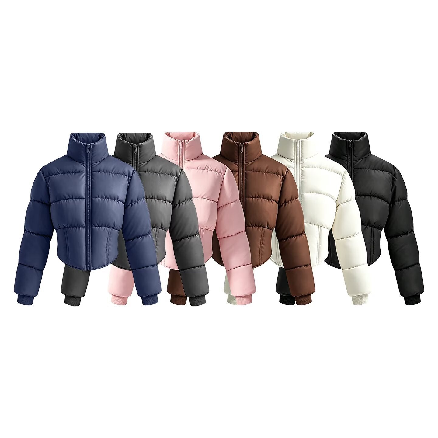 Women's short quilted jacket with a tailored corset-cut silhouette and high stand-up collar Chichicherry