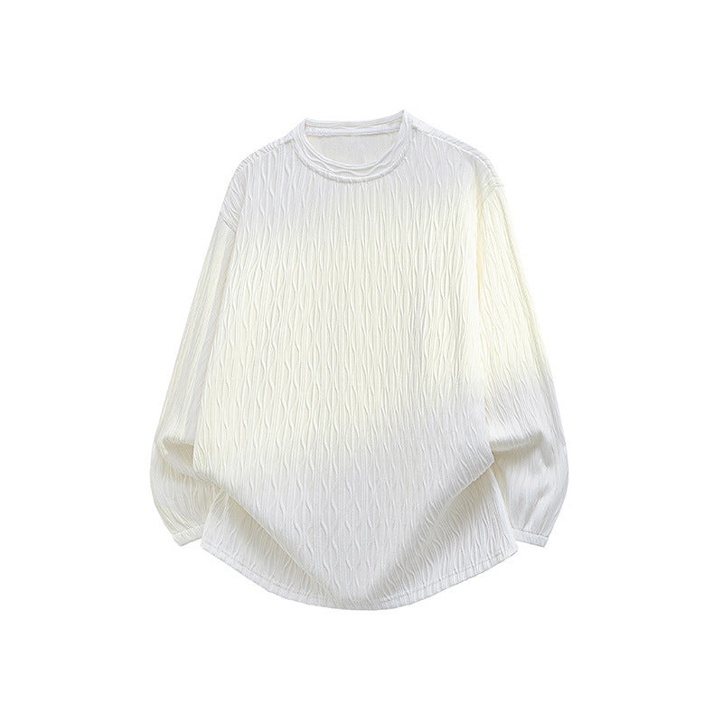 Unisex Oversize Structured Round Neck Sweater with Balloon Sleeves and Curved Hem Chichicherry