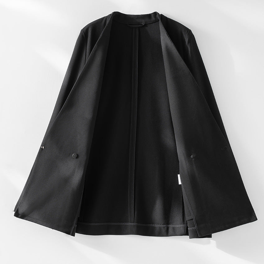 Women's collarless blazer with V-neck and minimalist boxy silhouette Chichicherry