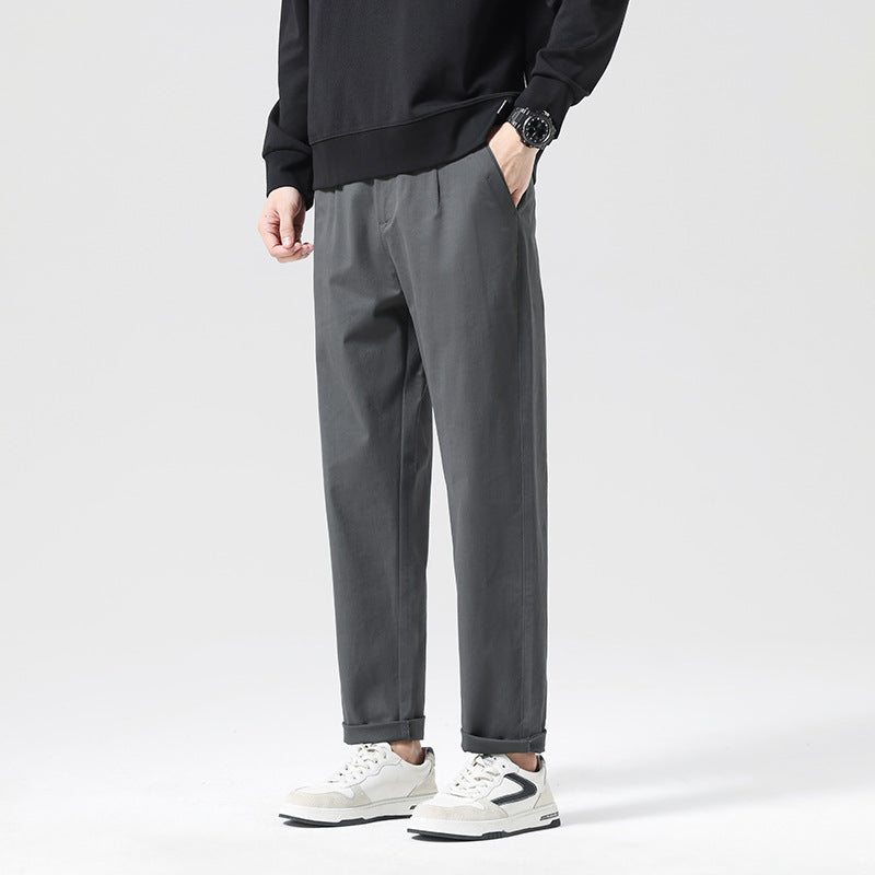 Men's Modern Relaxed-Fit Casual Chino with Lightweight Stretch and Turned-Up Hem Chichicherry