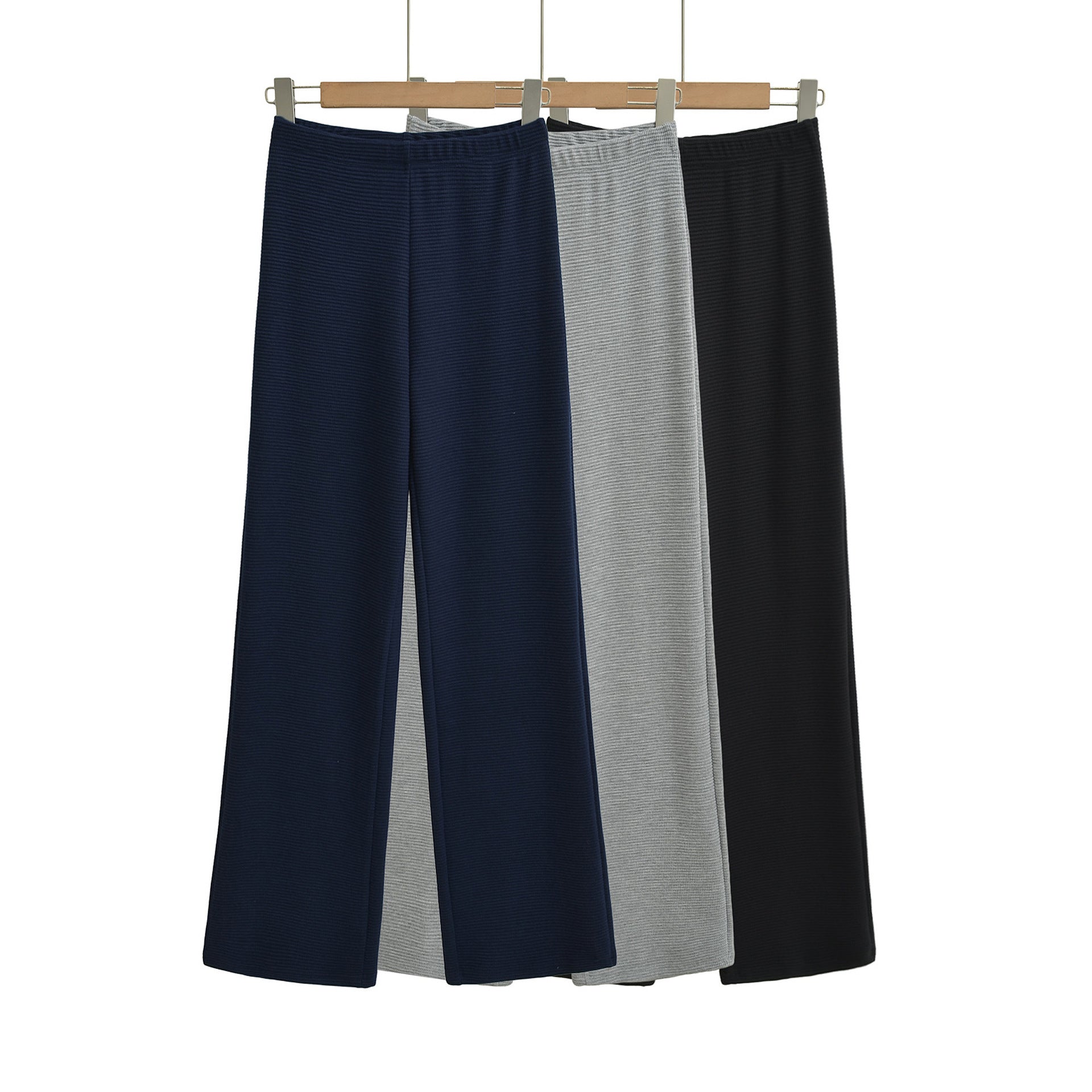 Women's wide knit pants with waffle structure and high waistband Chichicherry
