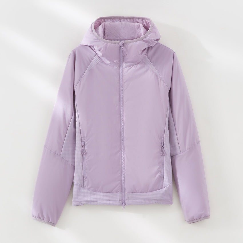 Women's Lightweight Wind and Thermal Jacket with Hood, Quilted Lining and Two-Way Zipper Chichicherry