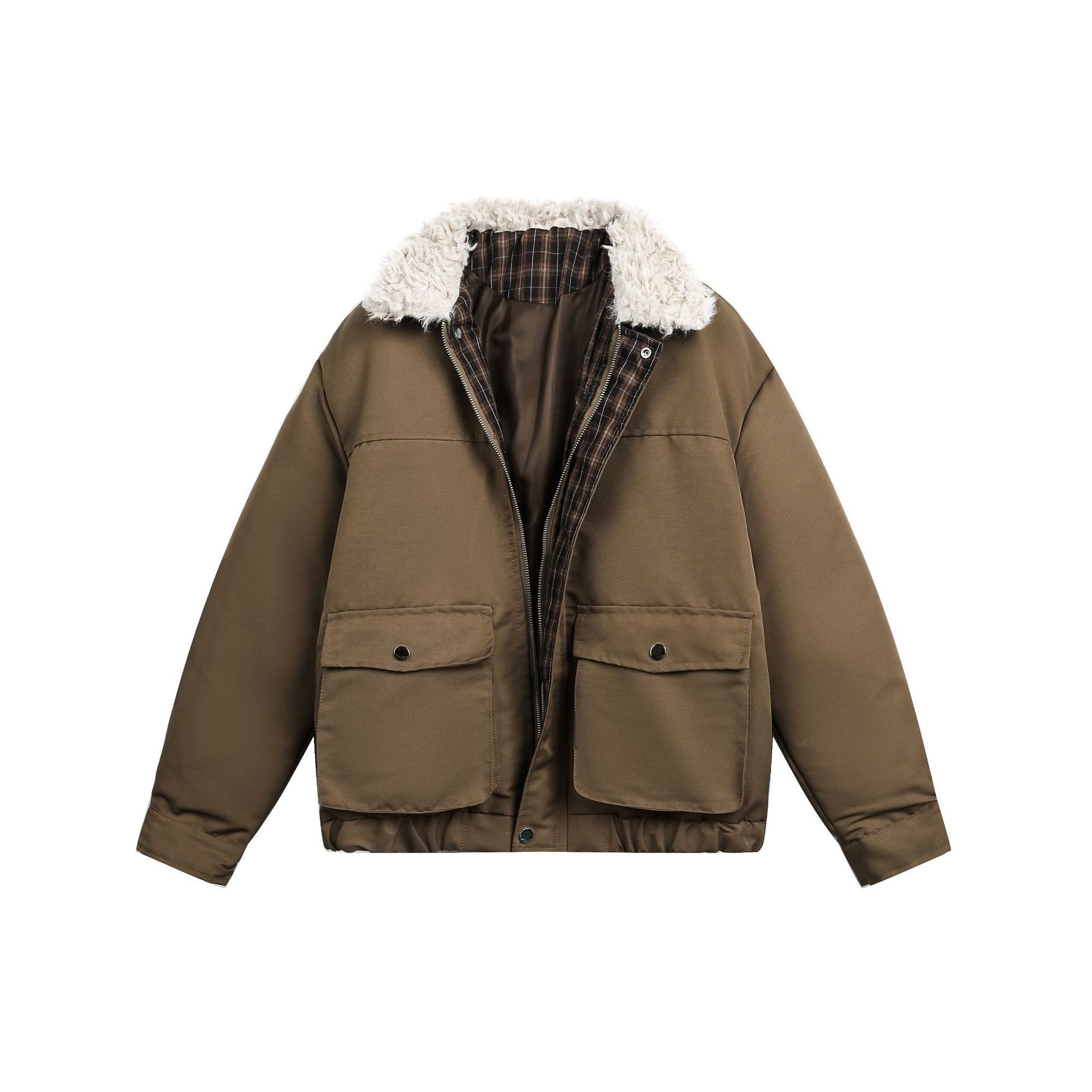Men's short jacket in field look with voluminous teddy fold-down collar Chichicherry