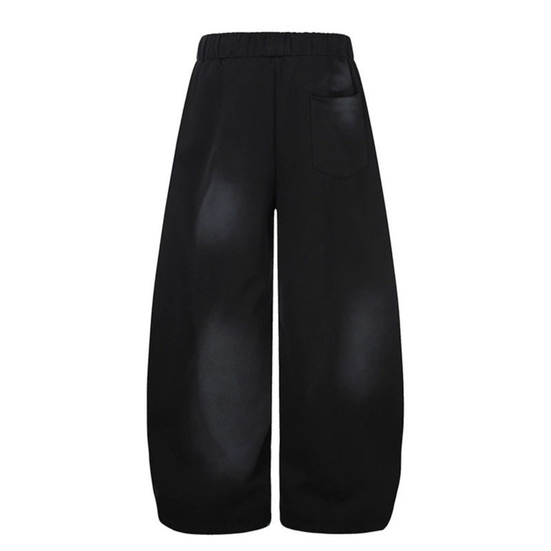 Women's Extra Wide Palazzo Sweatpants with Drawstring Waistband, Star Appliqué and Soft Tie-Dye Effect Chichicherry