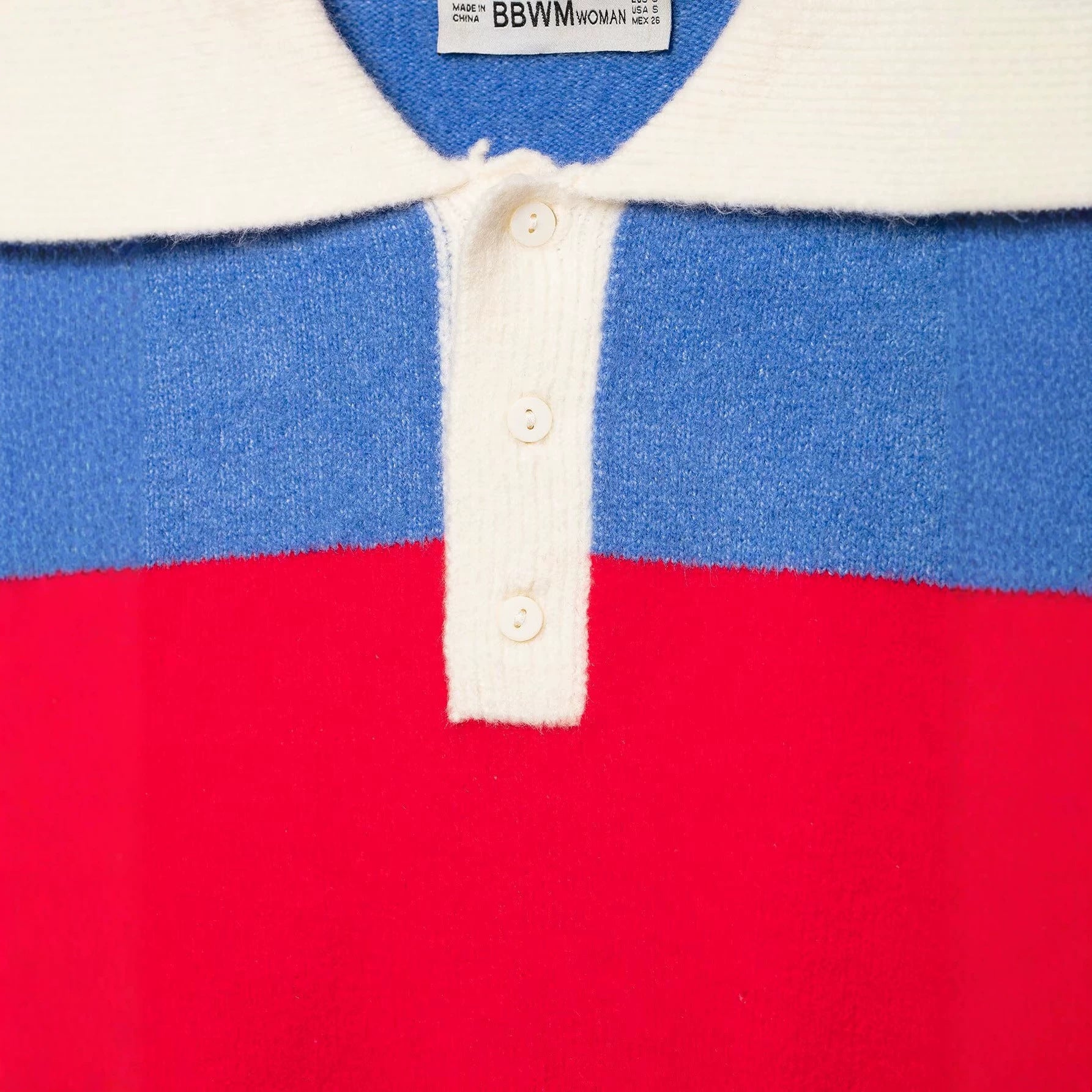Women's Striped Rugby Sweater with Polo Collar and Short Cut Chichicherry
