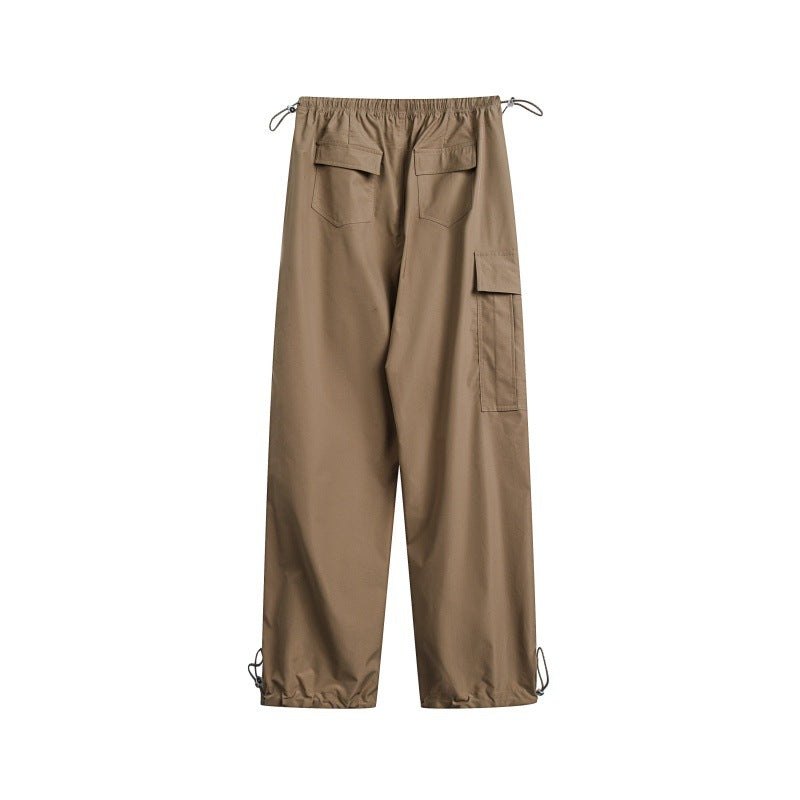 Ladies High-Waist wide Nylon Cargo Pants with drawstring waistband and multifunctional pockets Chichicherry
