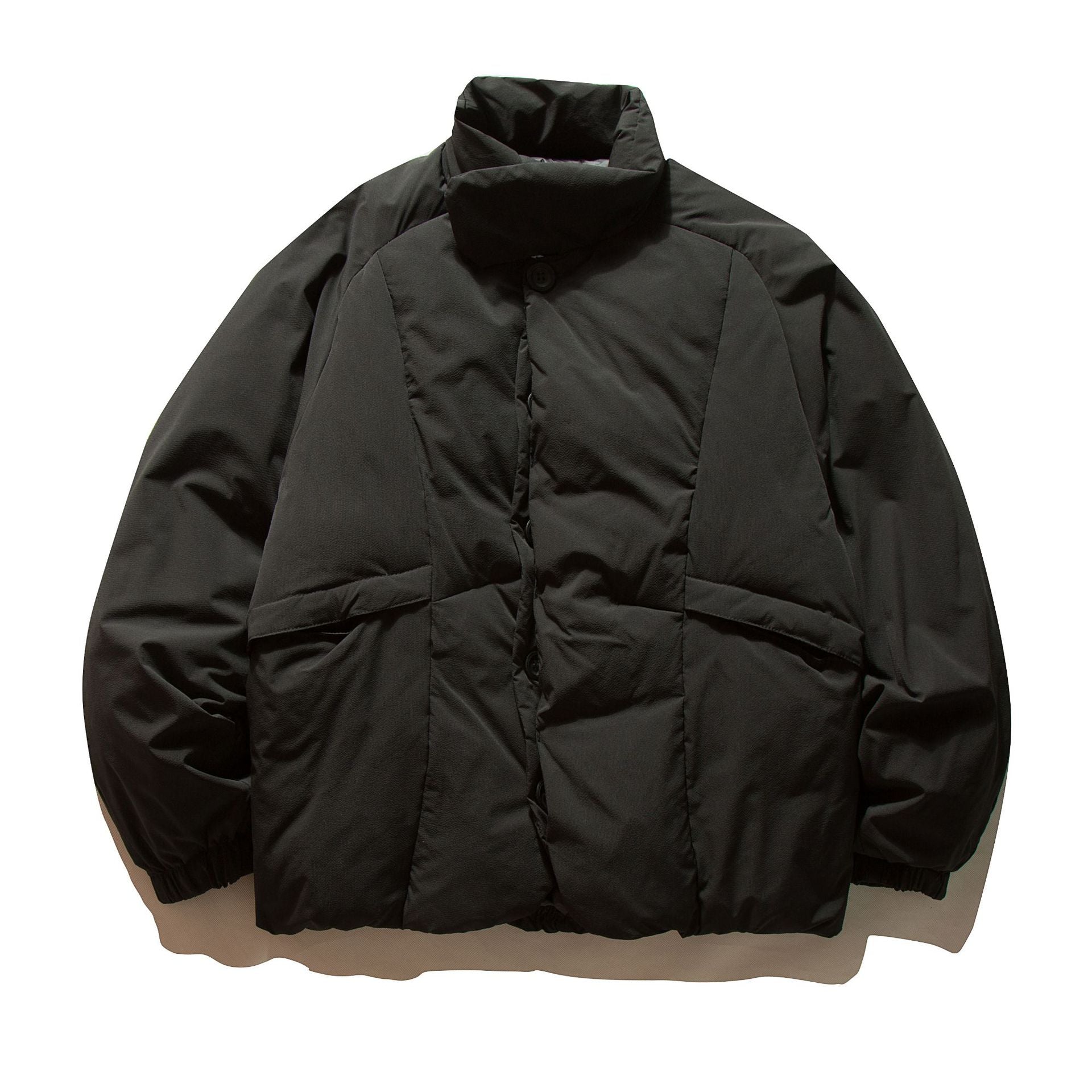 Men's Boxy Thermal Puffer Jacket with overlapping stand-up collar and patch flap pockets Chichicherry