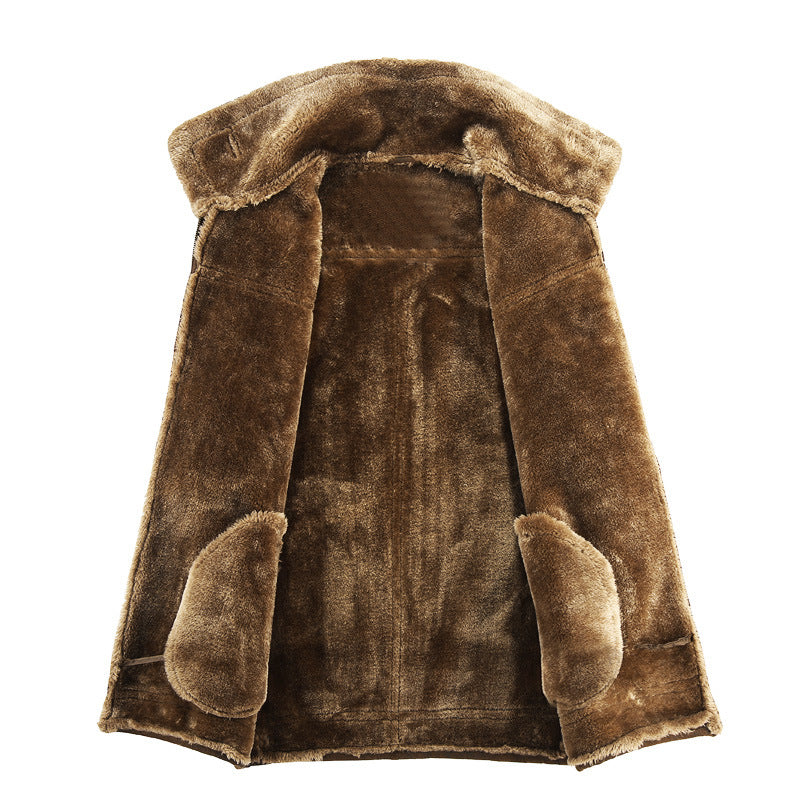Men's padded pilot jacket with faux fur lining and stand-up collar Chichicherry