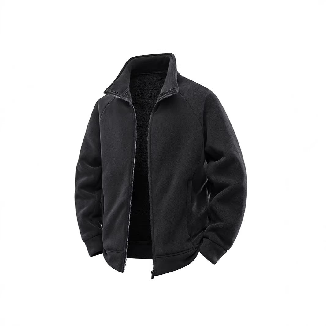 Men's fleece thermal jacket with double-layer teddy inner lining and high stand-up collar Chichicherry