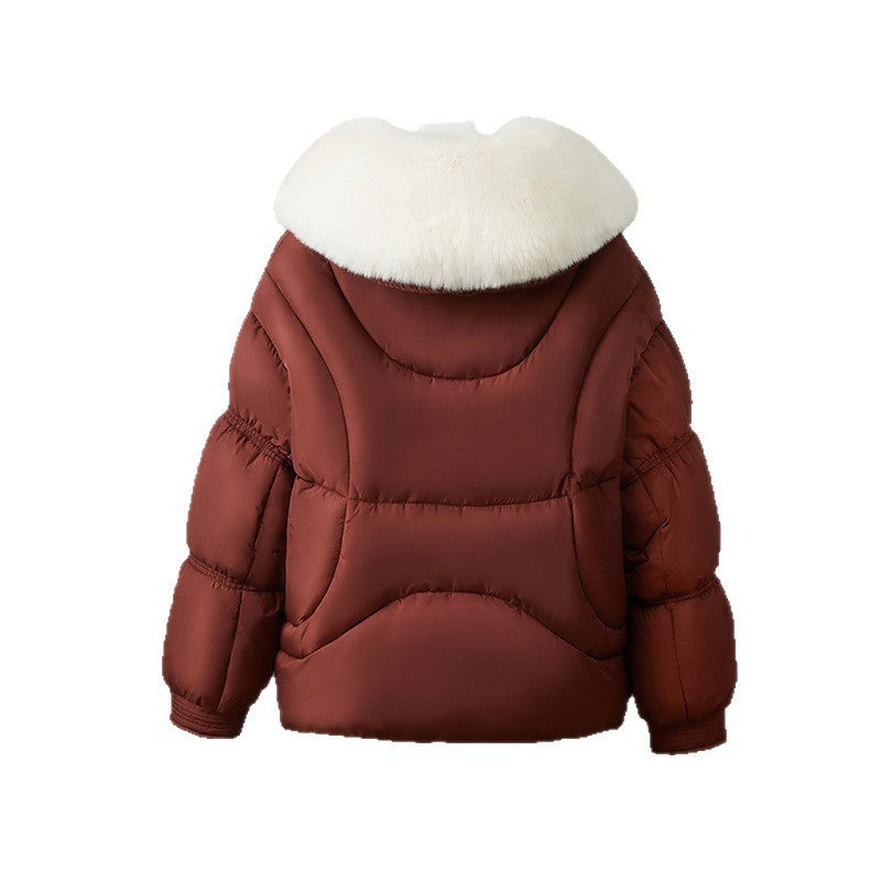 Ladies' short quilted jacket with voluminous faux fur collar, toggle closure, and shape-stable waistline Chichicherry
