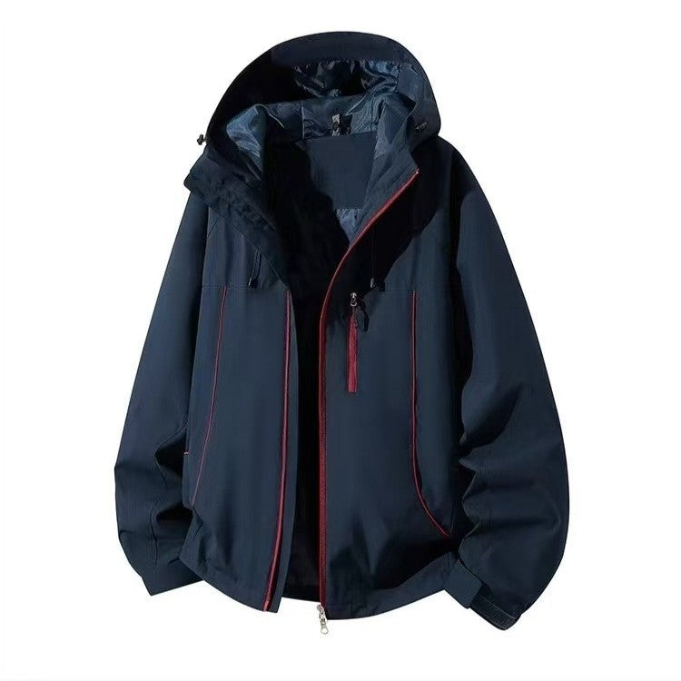 Men's Waterproof Hooded Softshell Jacket with Windproof Cut and Zipper Chichicherry