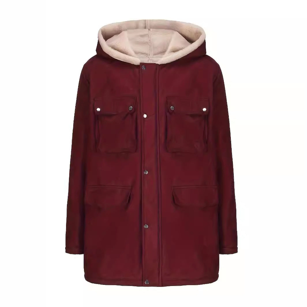 Women's parka with teddy lining, hood and applied pockets Chichicherry