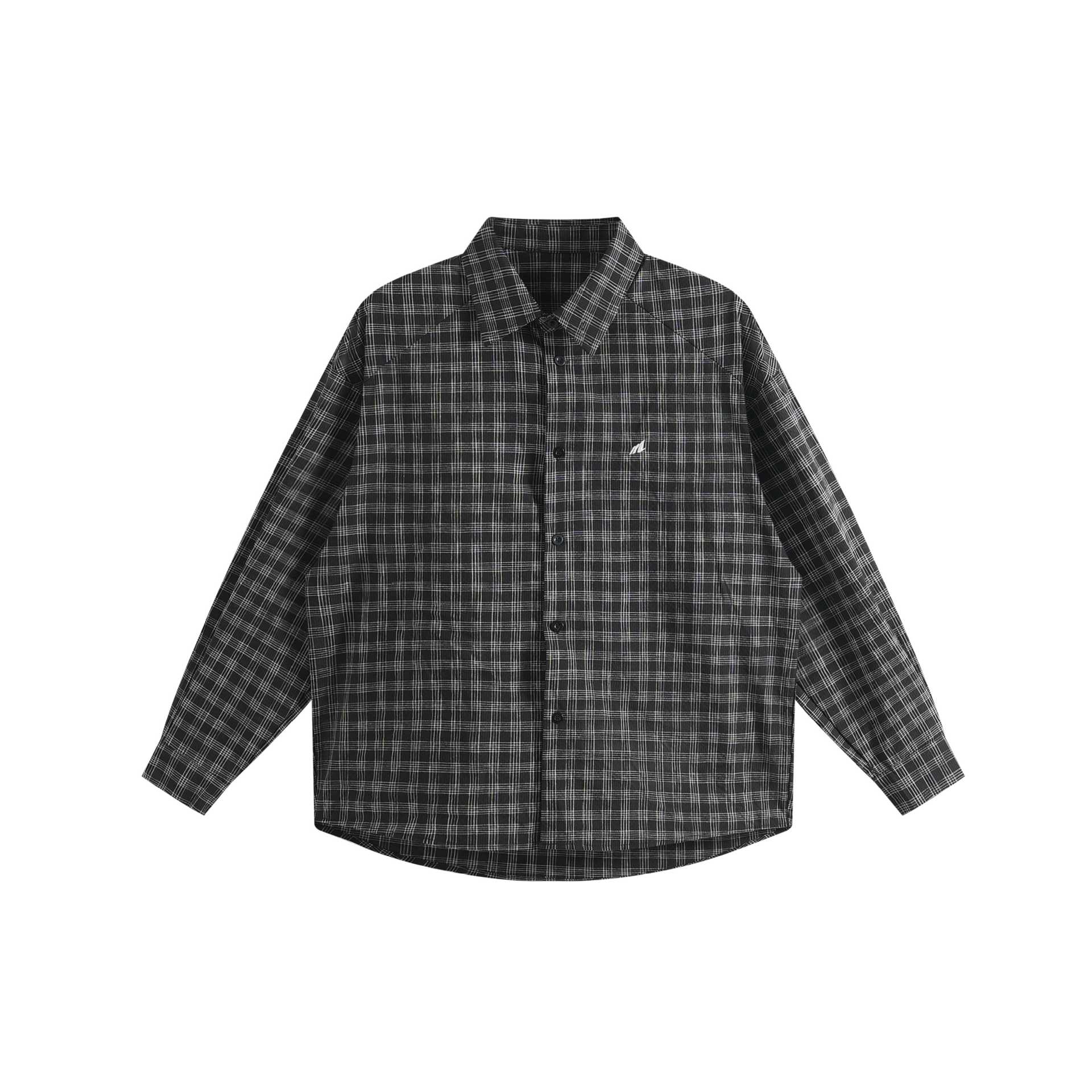 Unisex Oversize Shirt Jacket made of lightweight cotton blend with raglan sleeves and fine checked pattern Chichicherry