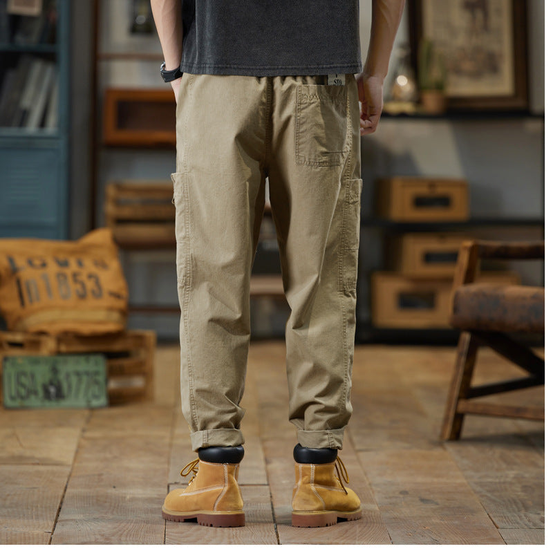 Men's cotton twill jogger pants in tapered fit with drawstring and rolled hem Chichicherry