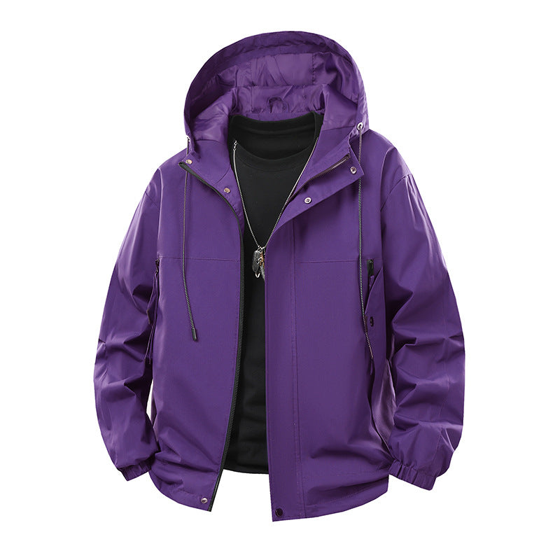 Men's modern wind- & water-repellent hooded jacket in boxy cut with adjustable hem and utility pockets Chichicherry