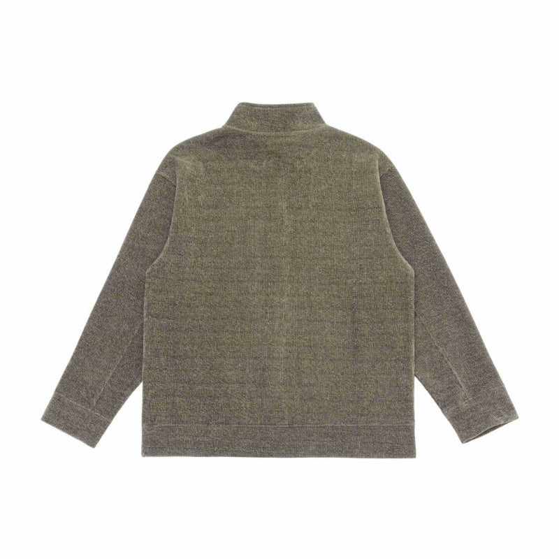 Unisex Boxy Knit Sweater with Half Button Placket and Stand-Up Collar Chichicherry