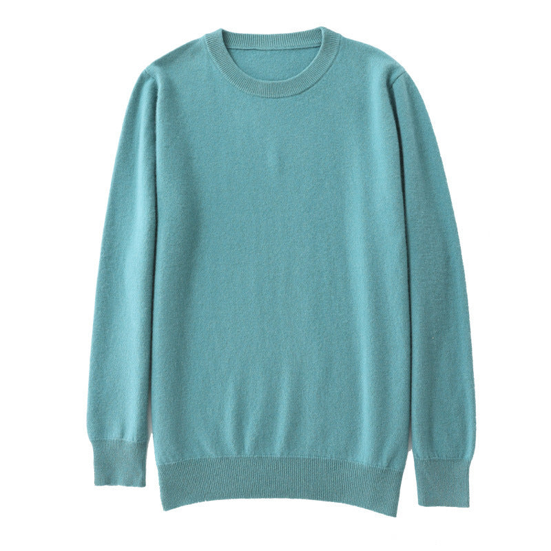 Men's Slim Fit Round Neck Sweater made of fine Cashmere Blend with subtle Rib Edge