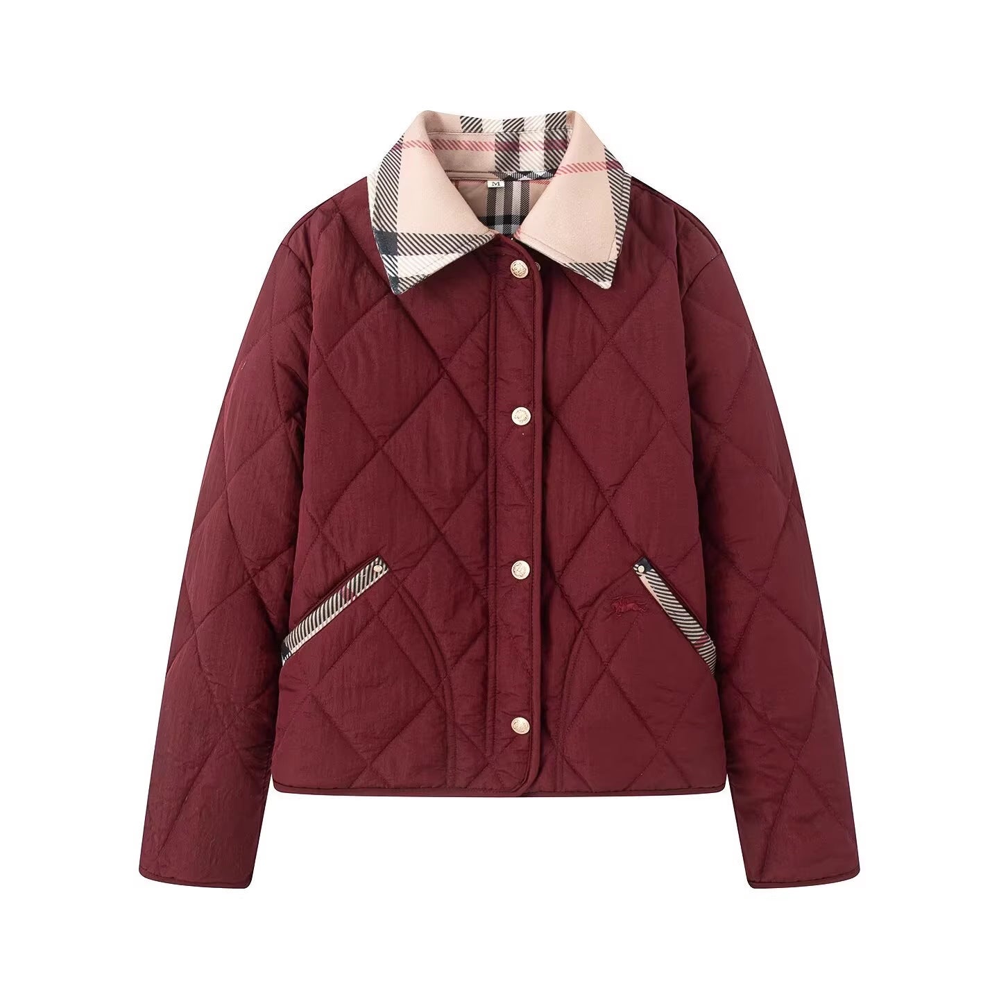 Women's quilted jacket with checked collar and pocket flap Chichicherry