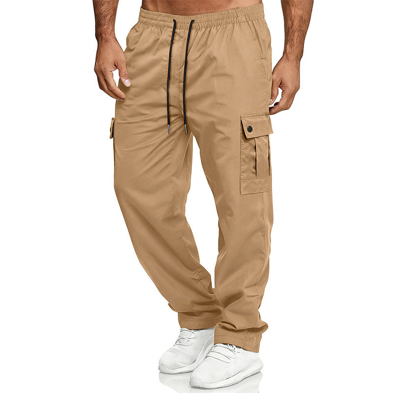 Men's cargo leisure pants with elastic waistband, drawstring, and flap pockets Chichicherry