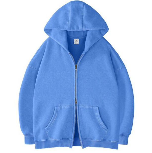 Unisex Oversized Hoodie Jacket with Double Zipper and Kangaroo Pockets Chichicherry