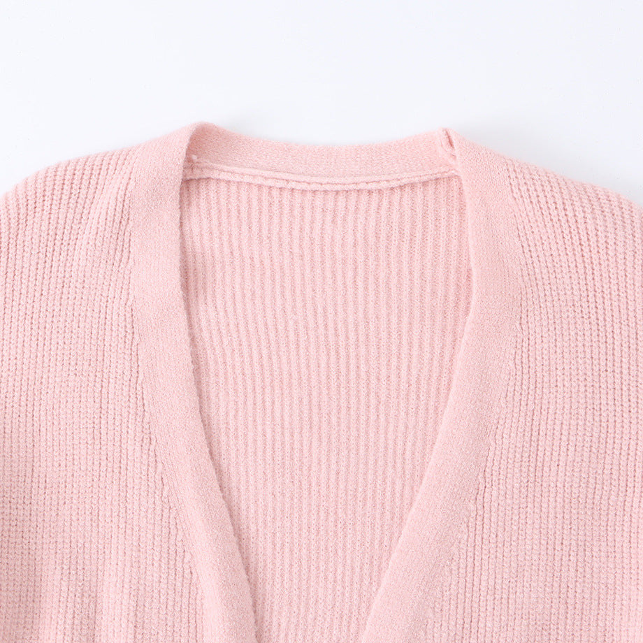 Women Long Oversized Knit Cardigan with Patch Pockets Chichicherry