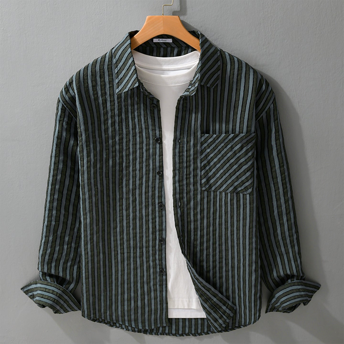 Men's Structured Cord Overshirt in Relaxed Fit with Patch Chest Pocket Chichicherry