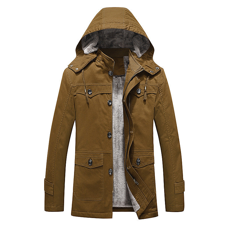 Men's padded canvas parka with fixed hood, cozy teddy inner lining, and multiple pockets Chichicherry