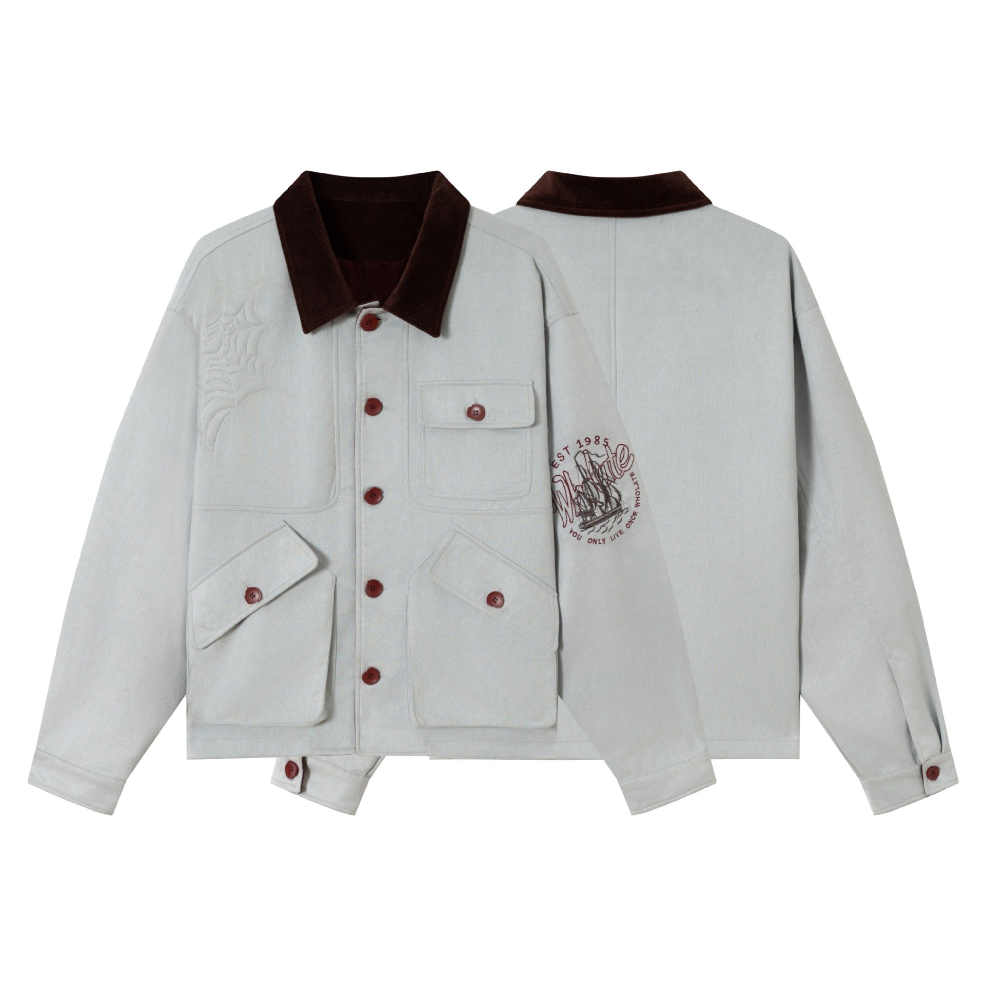 Men's short jacket made of suede look with cord collar and utility pockets Chichicherry