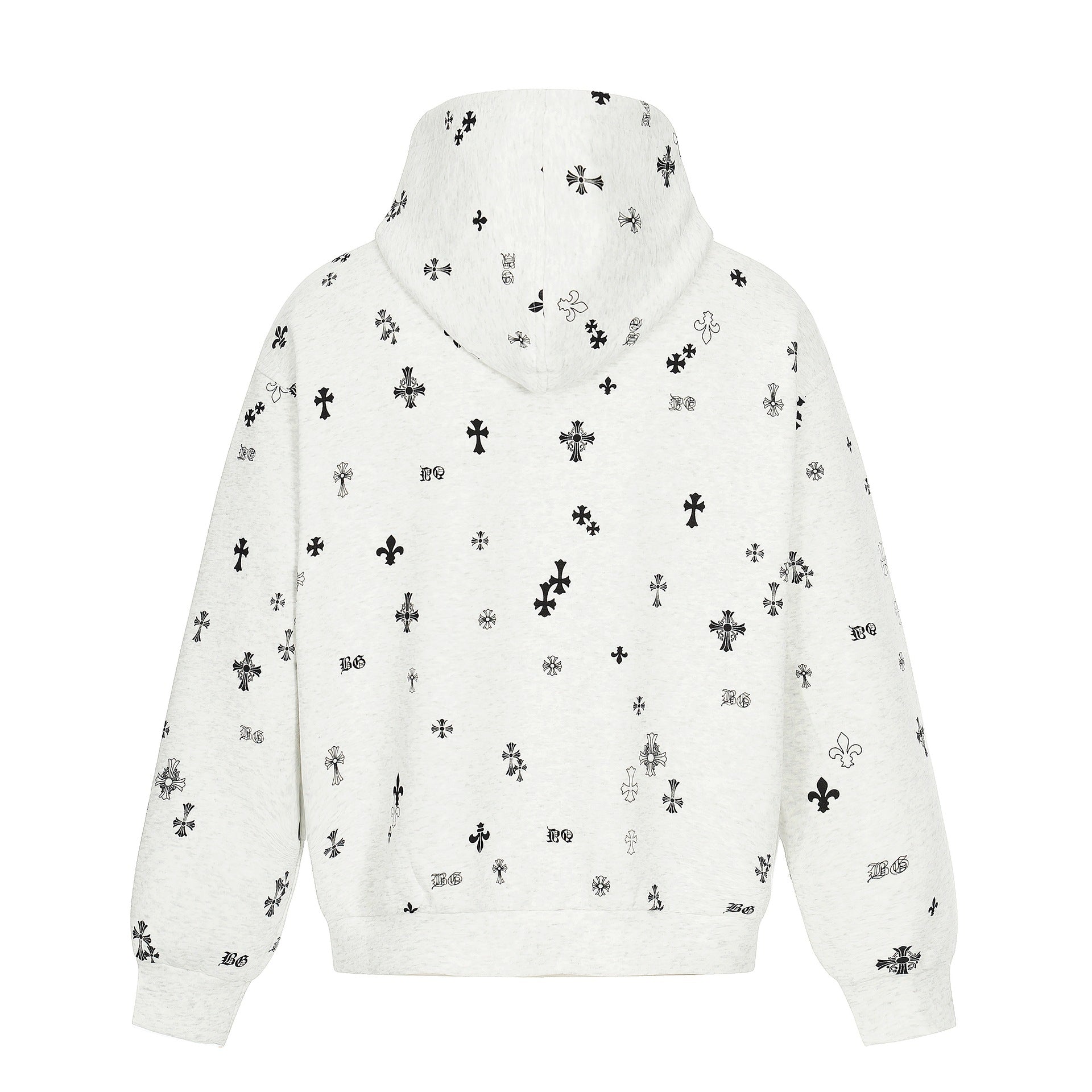 Unisex Boxy Hoodie Jacket with Half Zipper and Allover Print Chichicherry