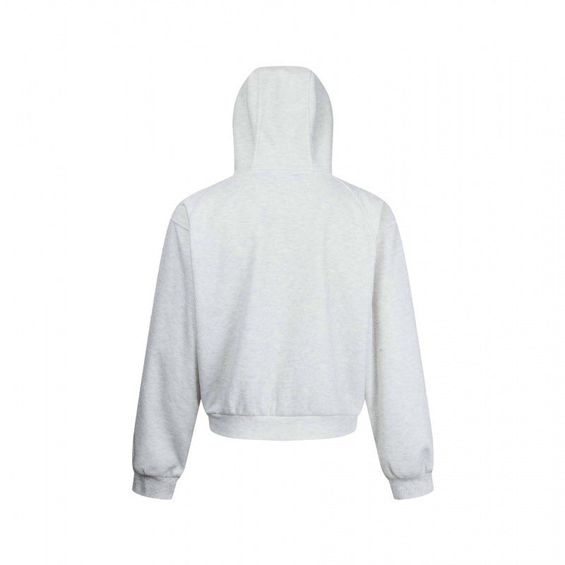 Unisex Short Hoodie Zip Pullover made of French Terry with Raglan Sleeves and Hidden Side Pockets Chichicherry
