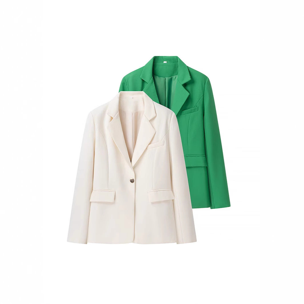 Ladies' Boucle Two-Piece with Tailored Long Blazer, Corset Cropped Top and High-Cut Shorts Chichicherry