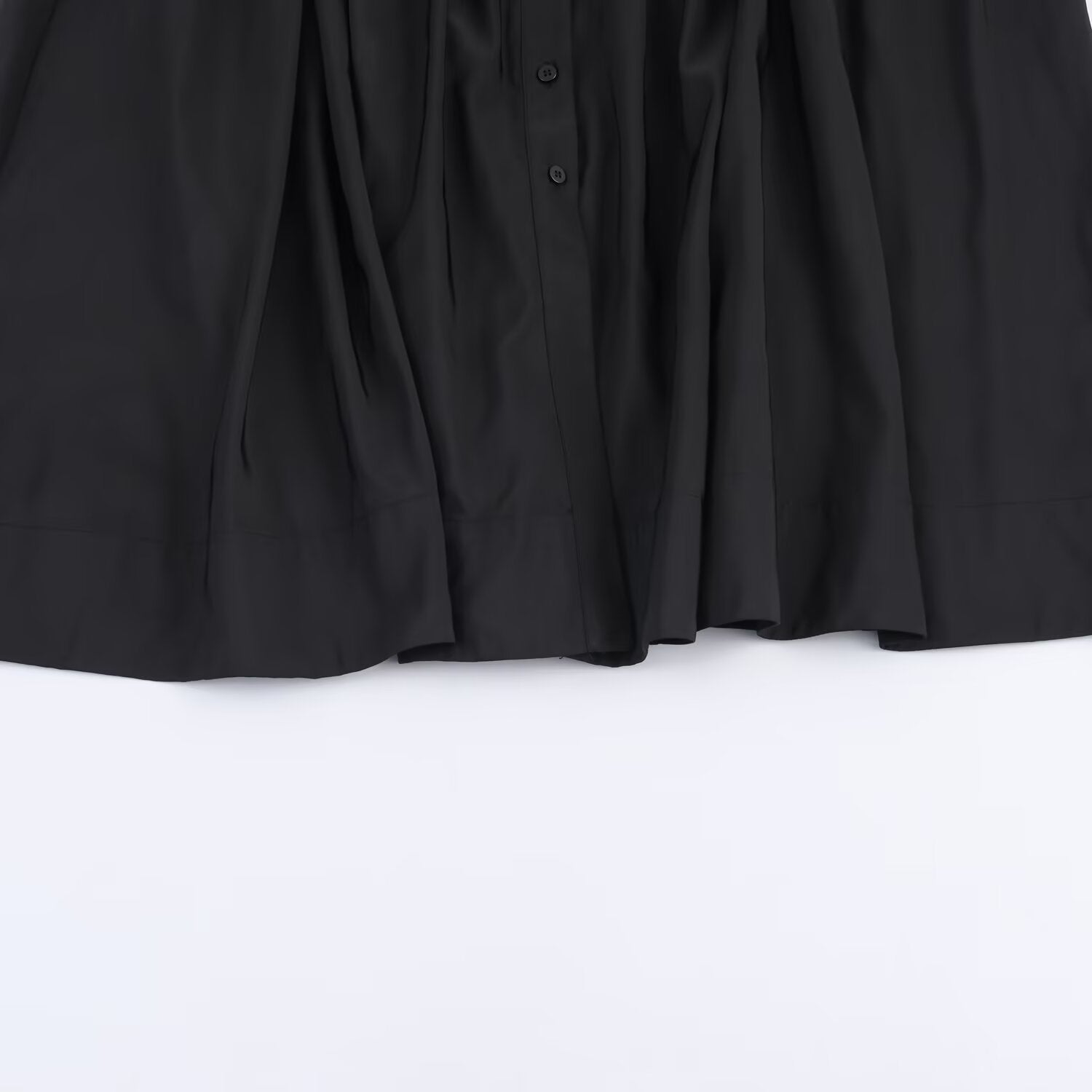 Women's maxi dress in shirt blouse style with tied belt and flared A-line skirt Chichicherry