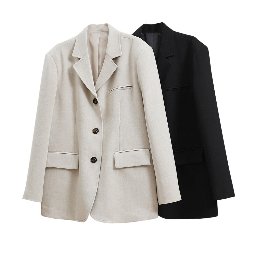 Women's Boxy Blazer made of linen blend with extended length and three-button front Chichicherry