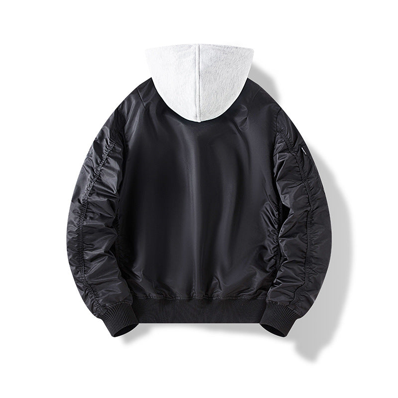 Men's nylon bomber jacket with integrated sweat hood and sleeve utility pocket Chichicherry