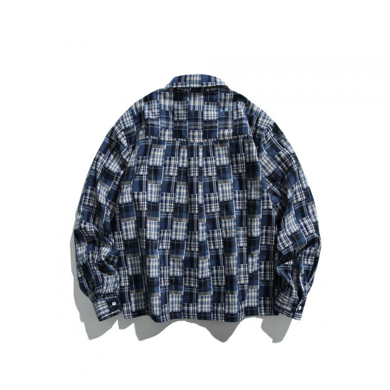 Unisex Checked Overshirt in Boxy Cut with Chest Pocket and Shirt Collar Chichicherry