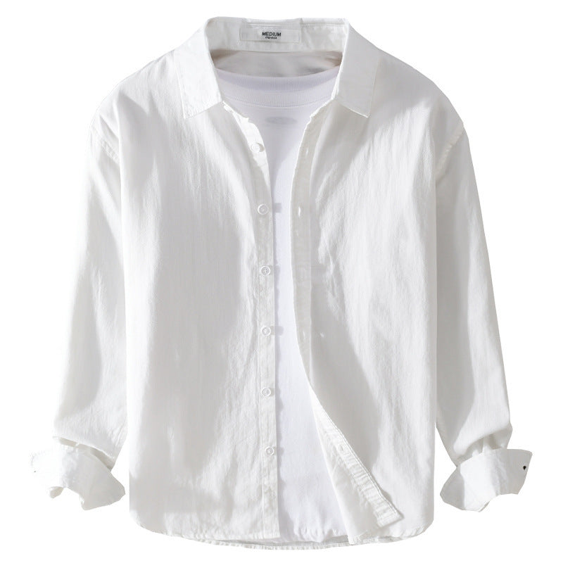 Men's Minimalist Lightweight Cotton Overshirt in Relaxed Fit with Curved Hem Chichicherry