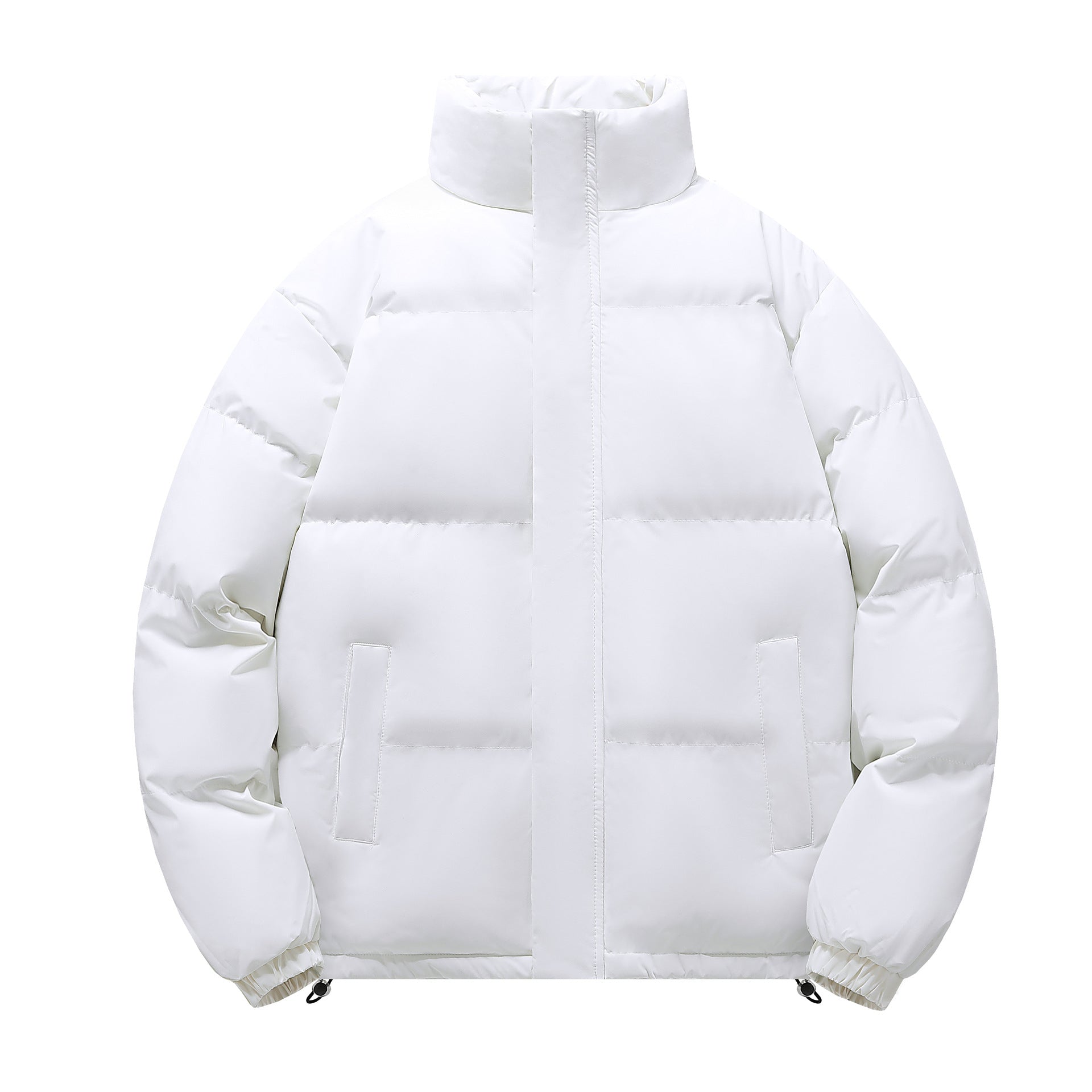 Men's short cut heavily padded quilted jacket with high stand-up collar and drawstring hem Chichicherry