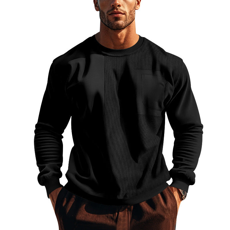 Men's Structured Sweatshirt with Ribbed Panel and Chest Pocket Chichicherry