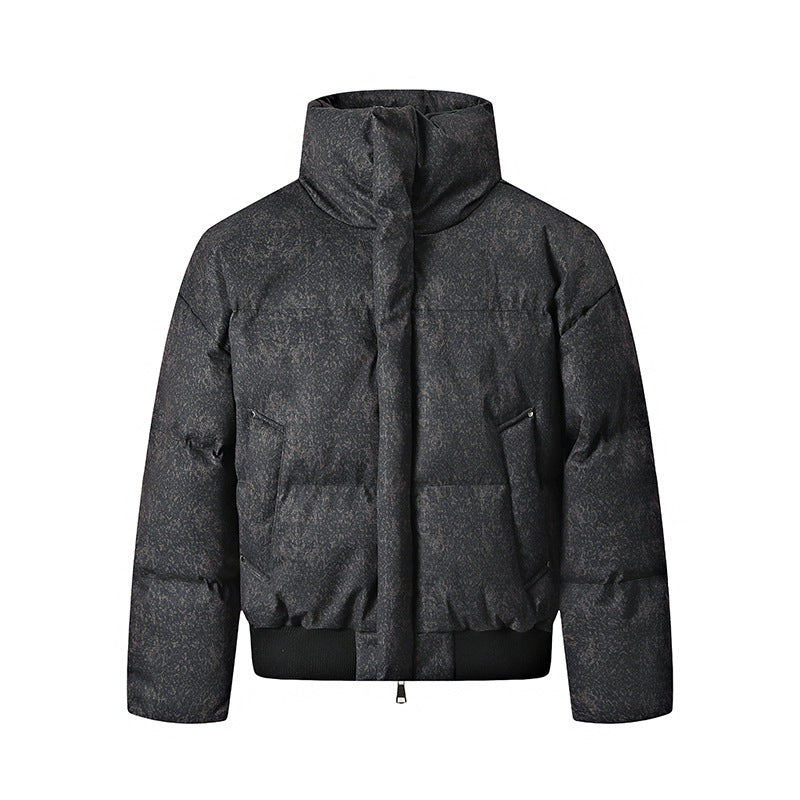 Men's short padded quilted jacket with high stand-up collar and matte structured optics Chichicherry