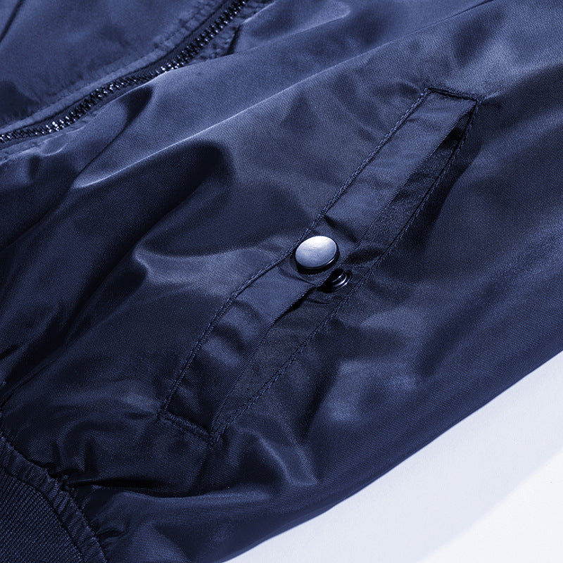 Men's Wind and Water Resistant Nylon Bomber Jacket with Ribbed Cuffs and Sleeve Pocket Chichicherry