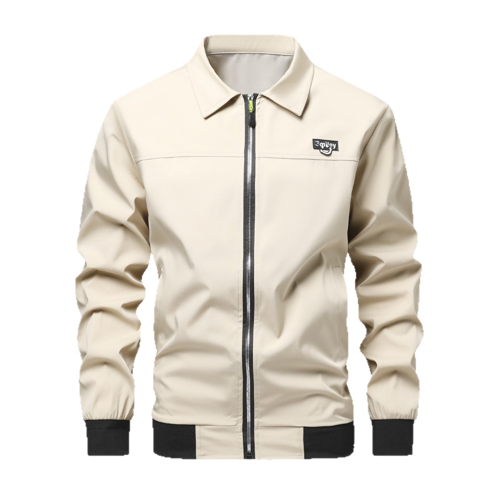 Men's Collar-Zip Blouson made of softshell with ribbed cuffs & Smiley patch Chichicherry