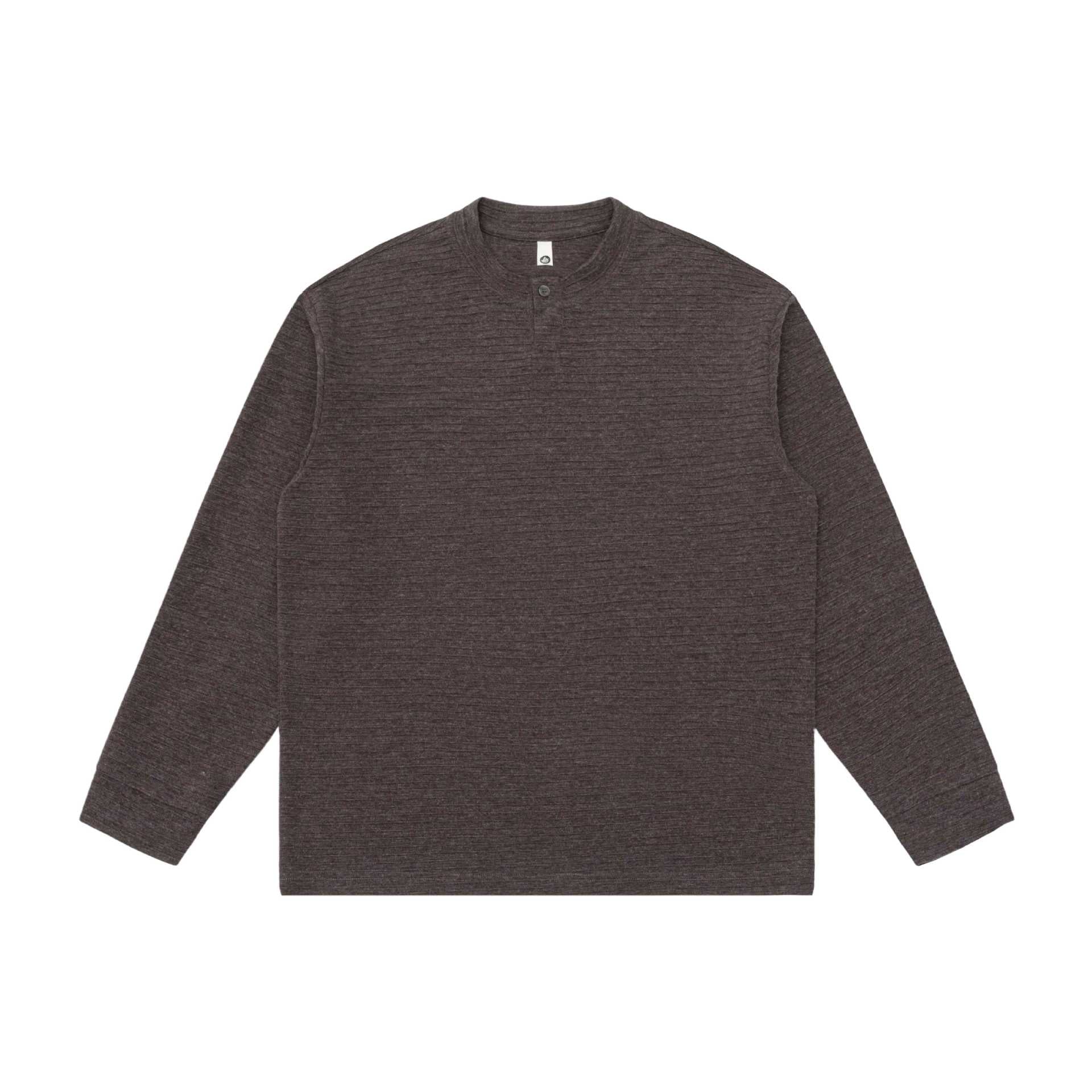 Unisex Structured Henley Sweater with Short Button Collar and Oversized Fit Chichicherry