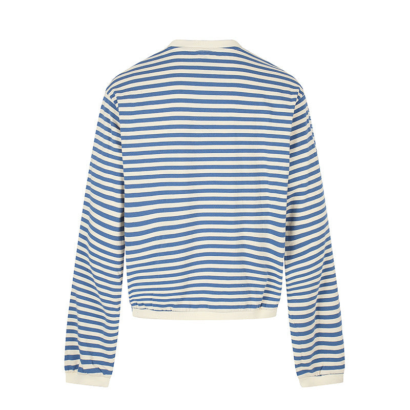 Women Striped Sweatshirt with Maritime Knot Applications Chichicherry