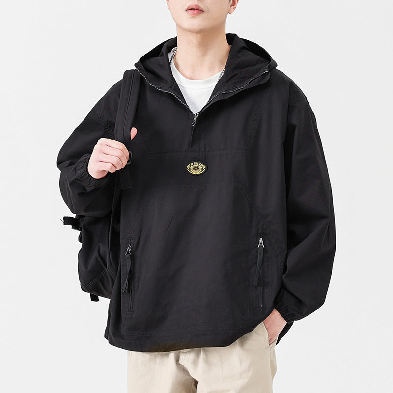 Herren Kapuzen-Anorak Pulloverjacke im Oversize-Utility-Stil Chichicherry