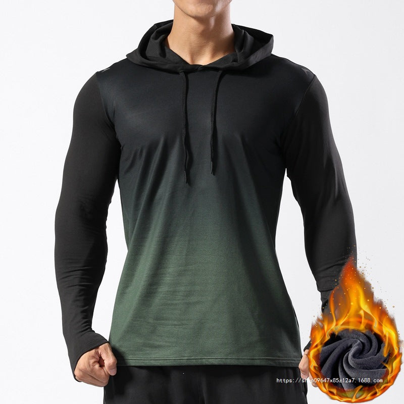 Men's thermal long sleeve hoodie made of functional stretch with hood, thumb hole & moisture regulating lining Chichicherry